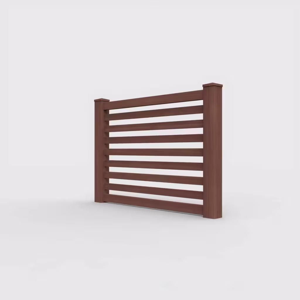 Brazilian blend horizontal picket 4 ft fence, left-side view