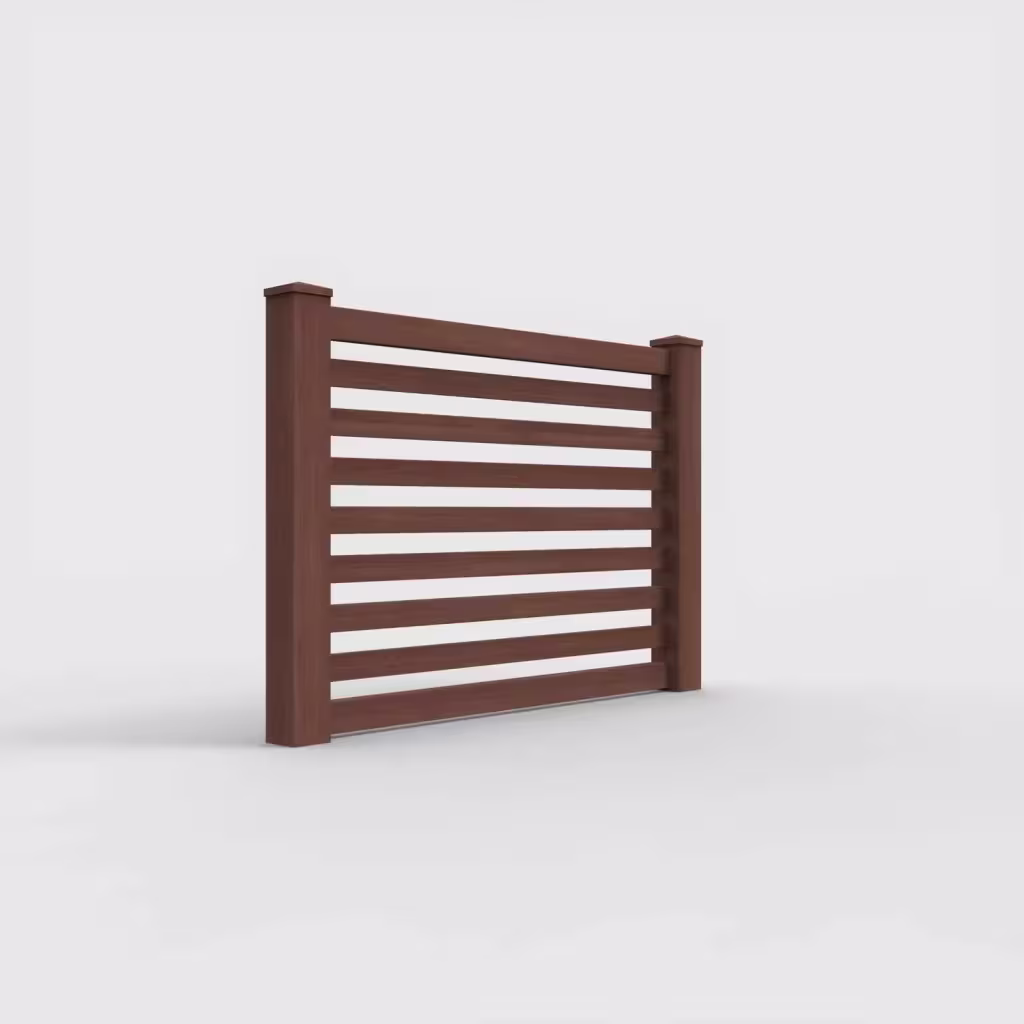 Brazilian blend horizontal picket 4 ft fence, right-side view