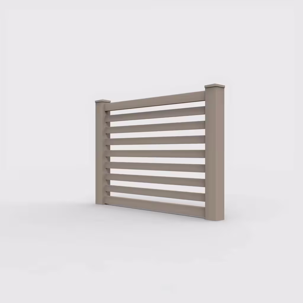 Clay horizontal picket 4 ft fence, left-side view
