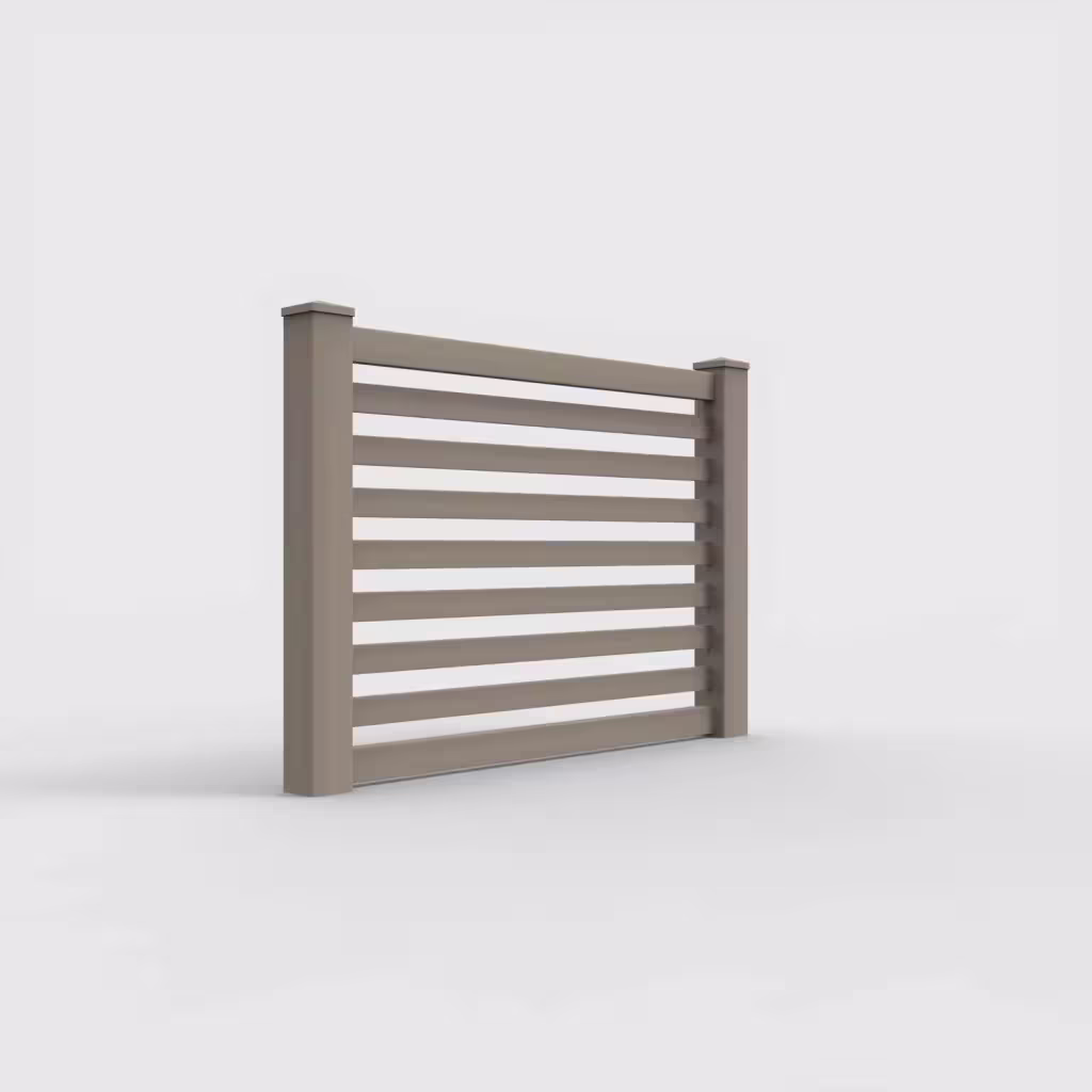 Clay horizontal picket 4 ft fence, right-side view