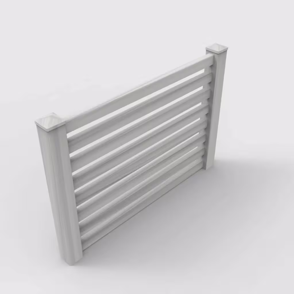 Coastal cedar horizontal picket 4 ft fence, isometric view