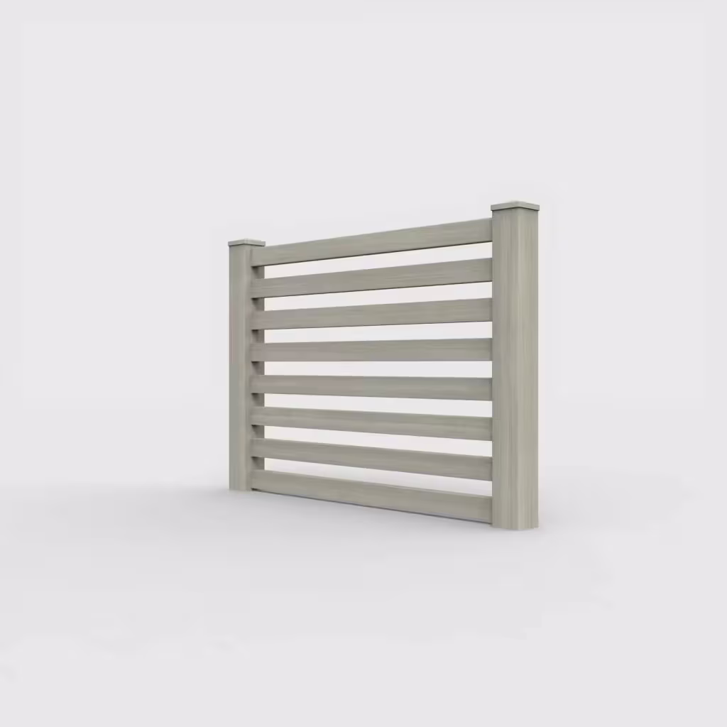 Mesquite horizontal picket 4 ft fence, left-side view