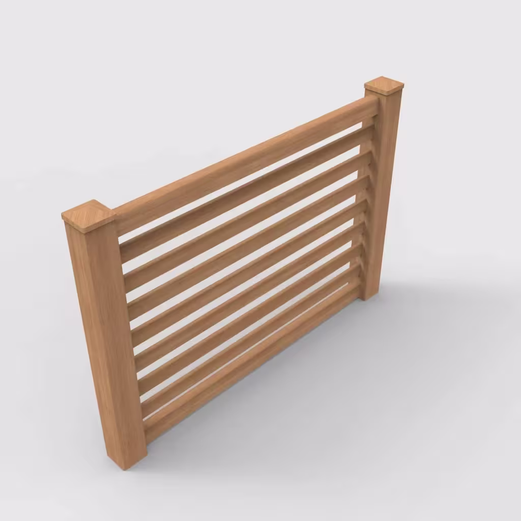 Sierra blend horizontal picket 4 ft fence, isometric view