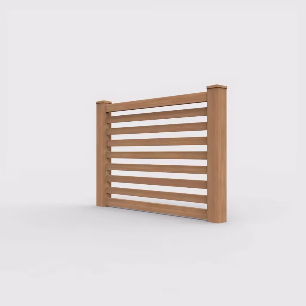 Sierra blend horizontal picket 4 ft fence, left-side view