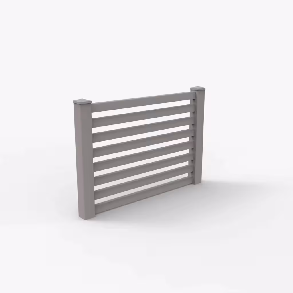 Slate gray horizontal picket 4 ft fence, main view