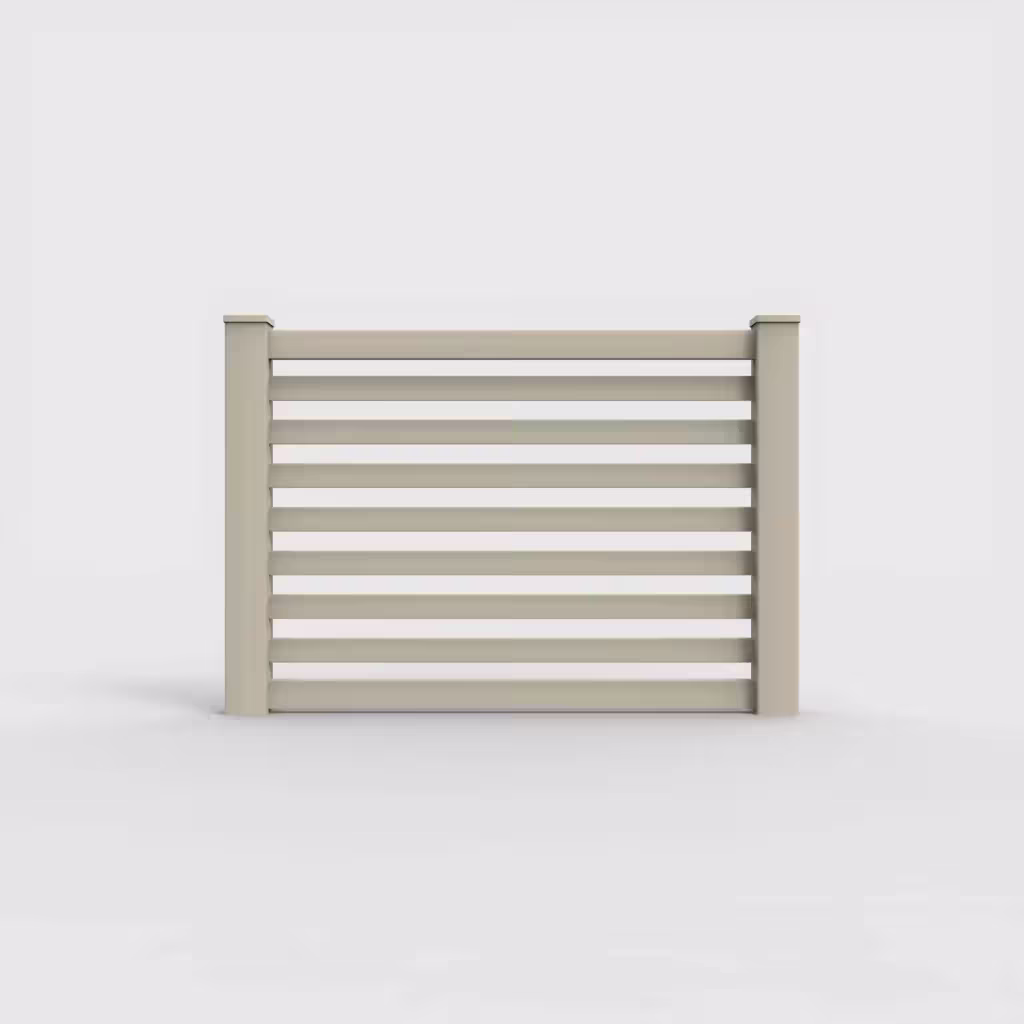 Tan horizontal picket 4 ft fence, front view