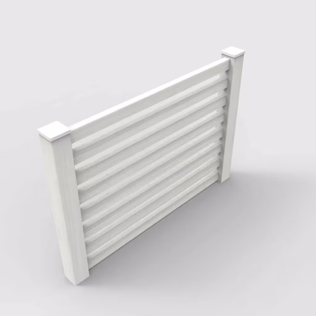 W. aspen horizontal picket 4 ft fence, isometric view