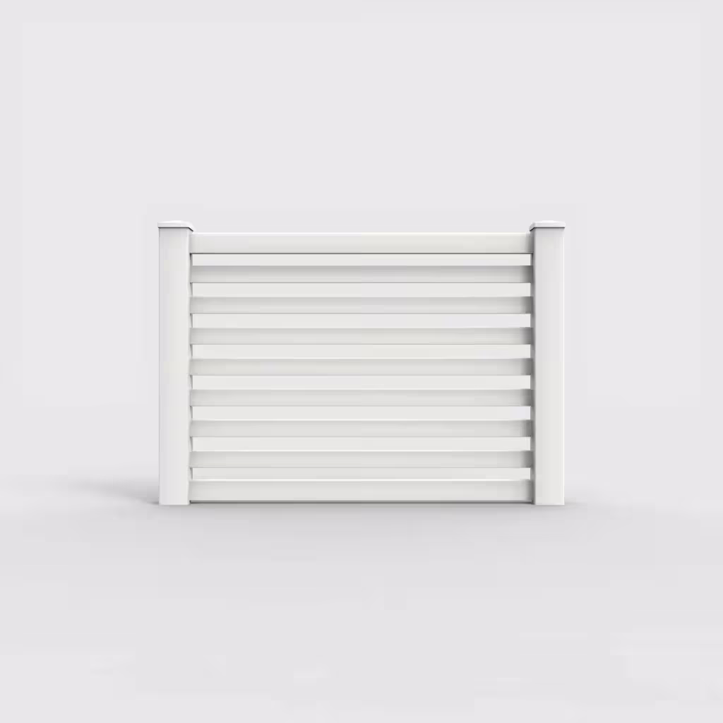 White horizontal picket 4 ft fence, front view