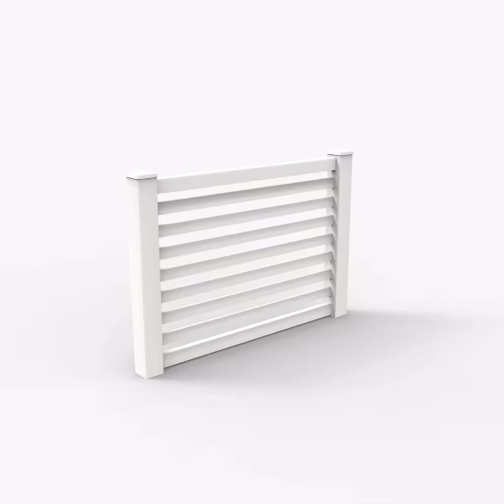 White horizontal picket 4 ft fence, main view