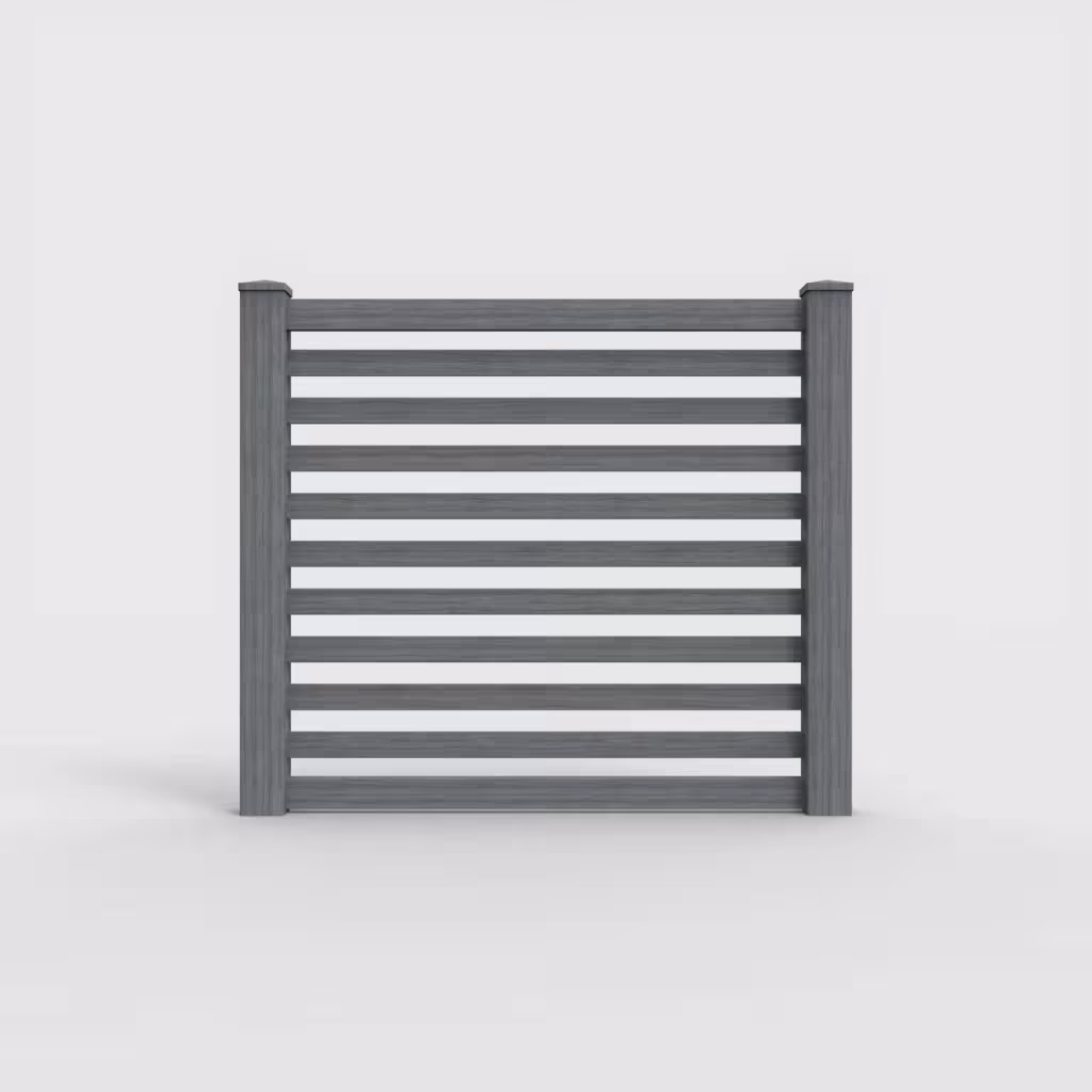 Arctic blend horizontal picket 5 ft fence, front view