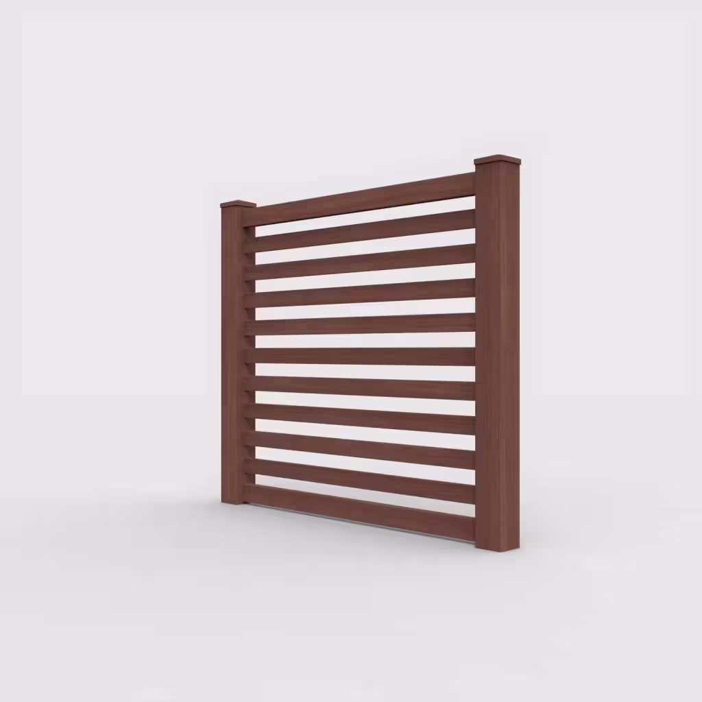 Brazilian blend horizontal picket 5 ft fence, left-side view