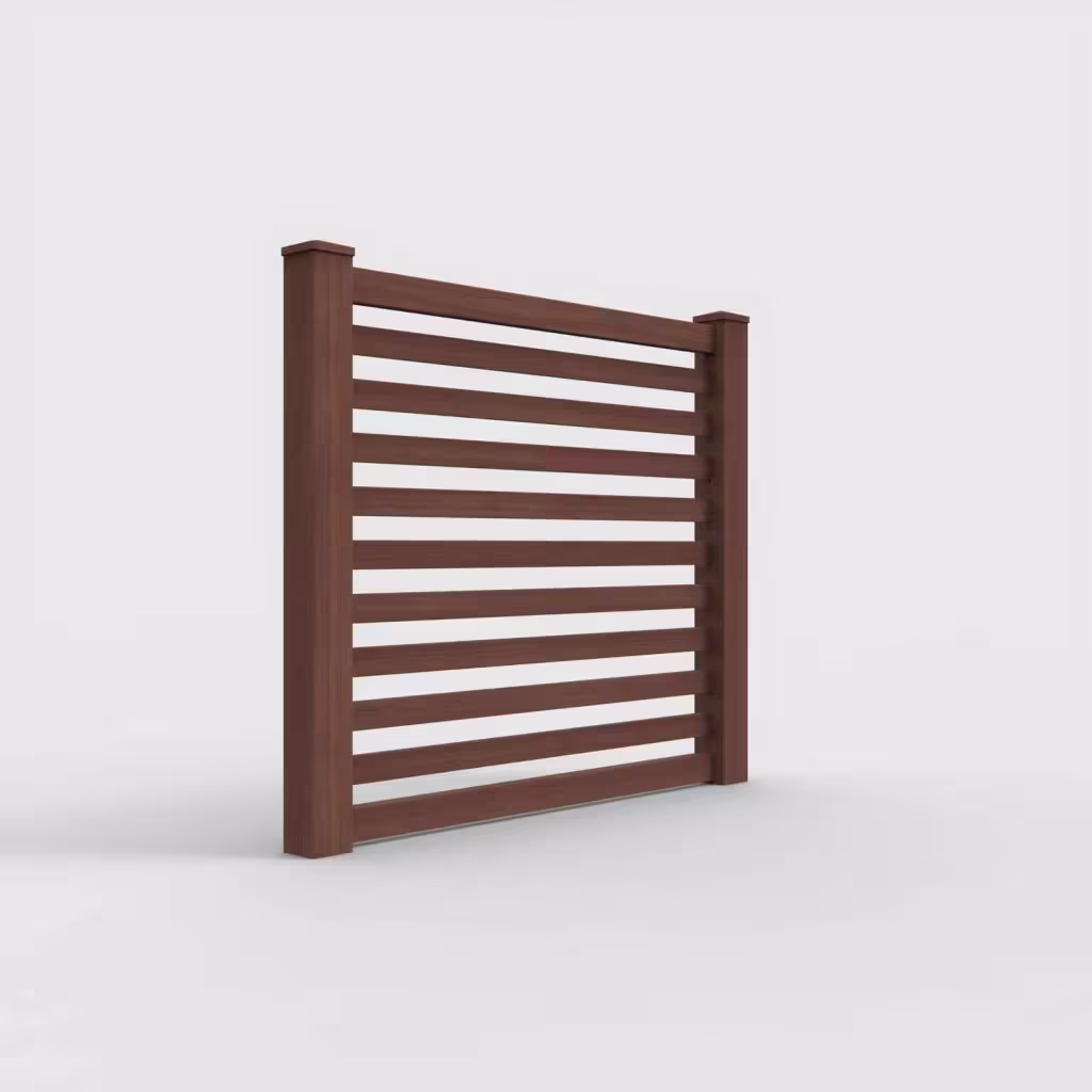 Brazilian blend horizontal picket 5 ft fence, right-side view