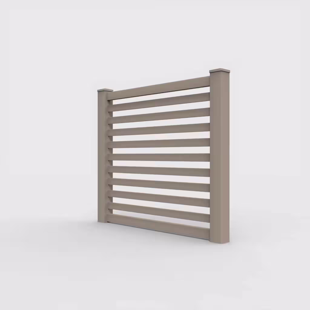 Clay horizontal picket 5 ft fence, left-side view