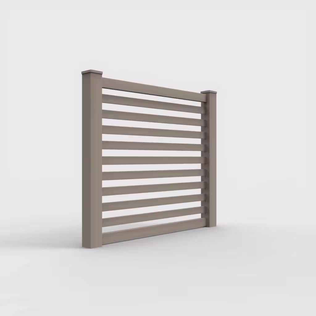 Clay horizontal picket 5 ft fence, right-side view