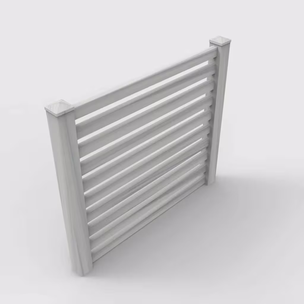 Coastal cedar horizontal picket 5 ft fence, isometric view