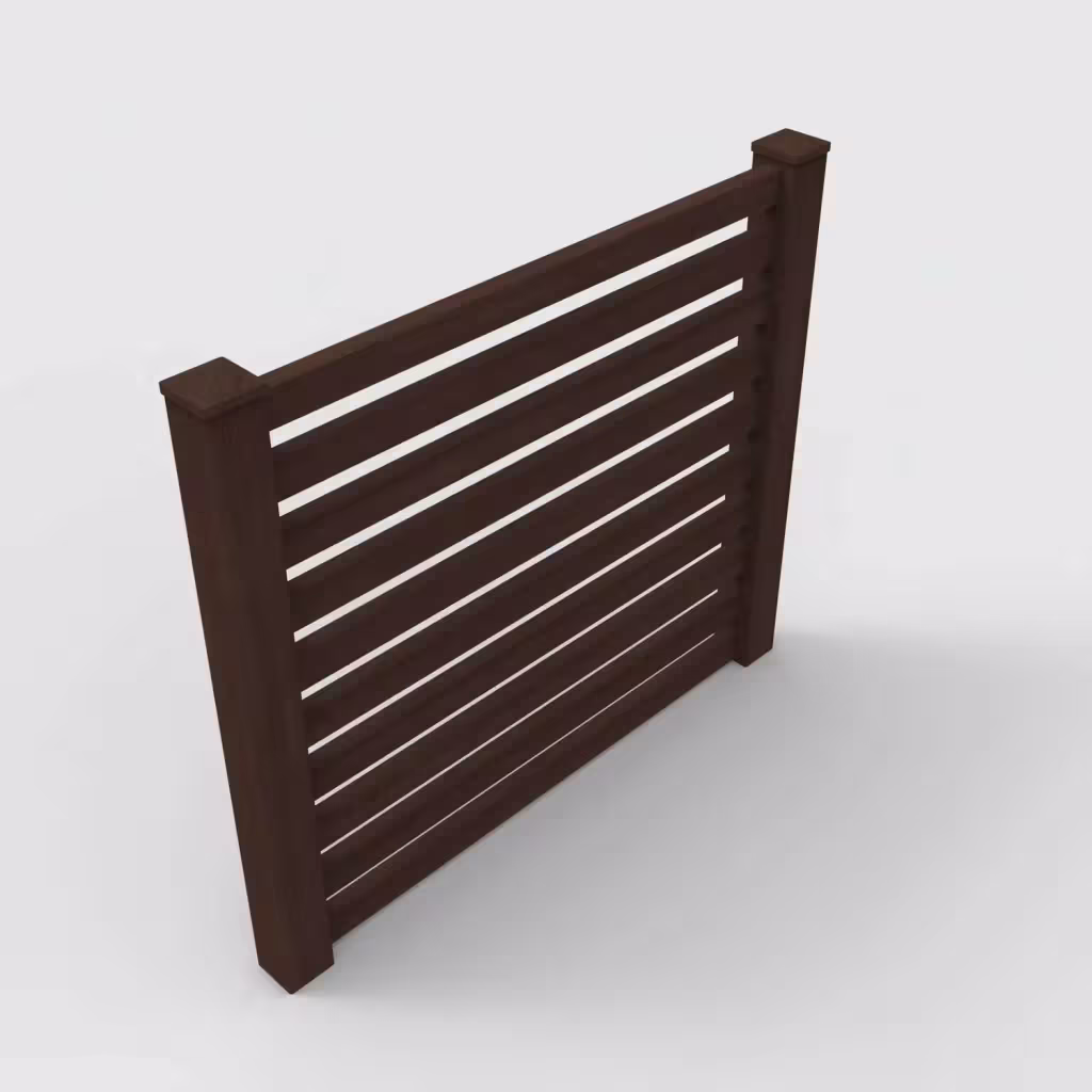 D. sequoia horizontal picket 5 ft fence, isometric view