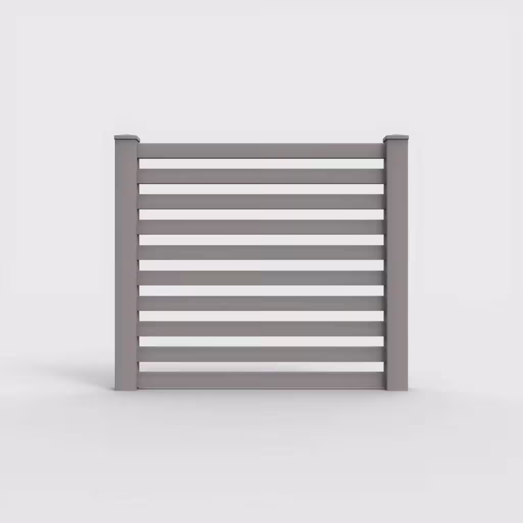 Slate gray horizontal picket 5 ft fence, front view
