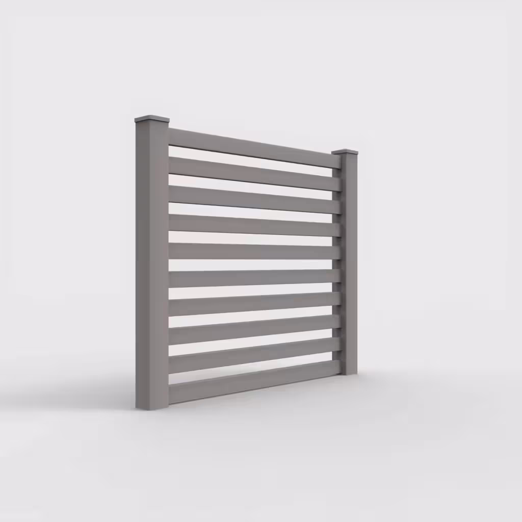 Slate gray horizontal picket 5 ft fence, right-side view