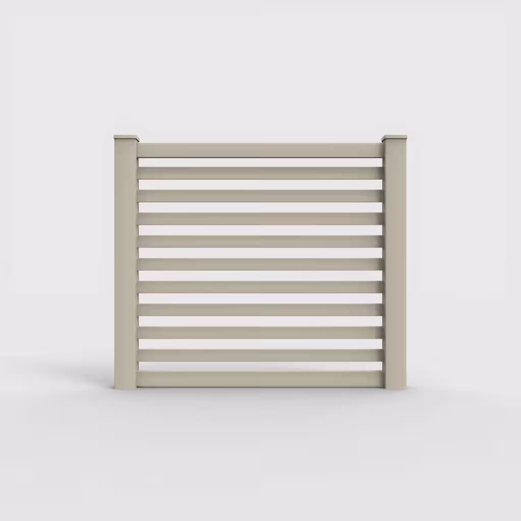 Tan horizontal picket 5 ft fence, front view