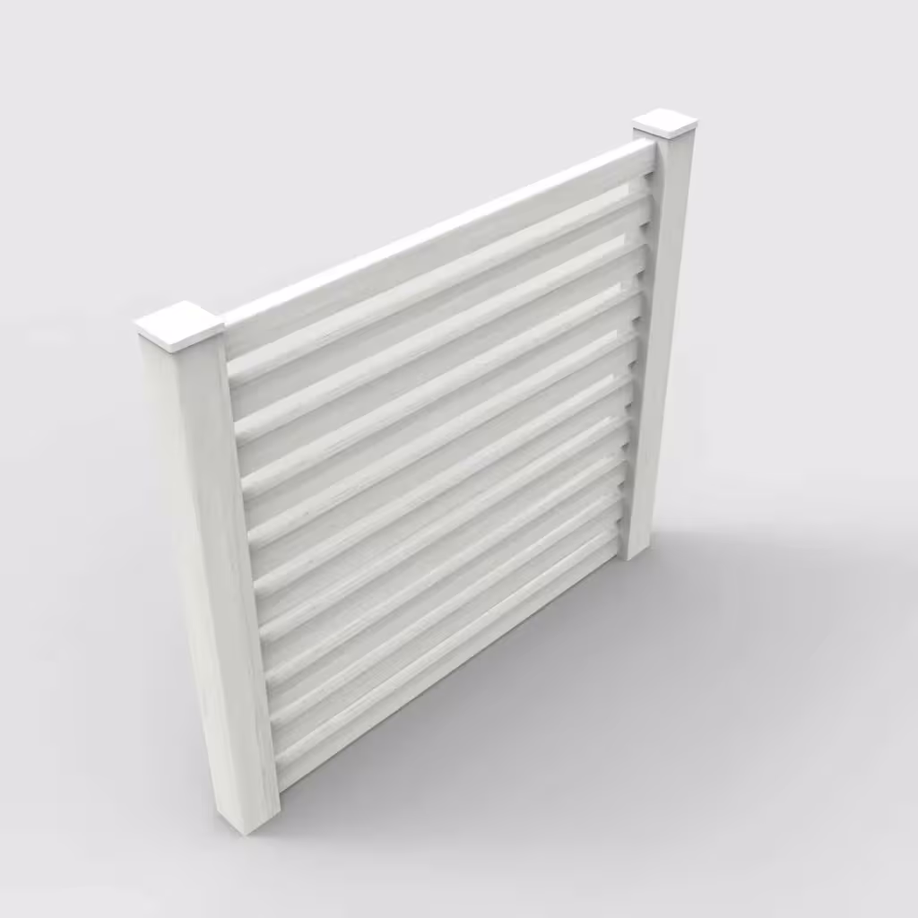 W. aspen horizontal picket 5 ft fence, isometric view