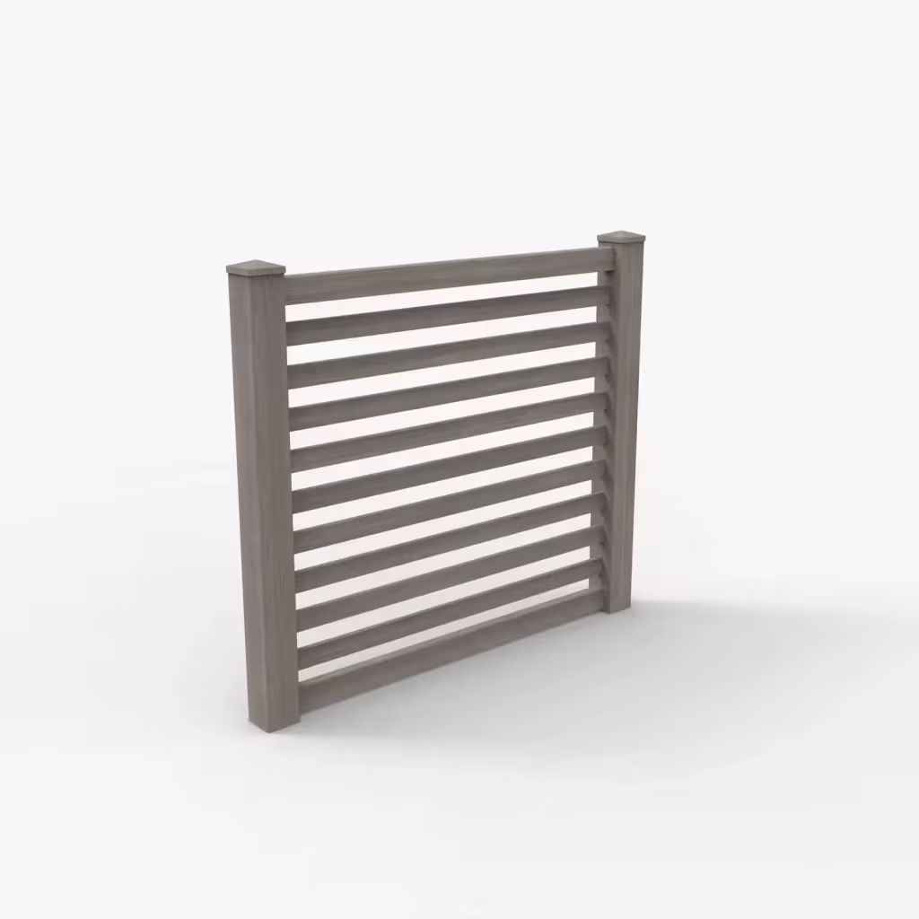 Weathered blend horizontal picket 5 ft fence, main view