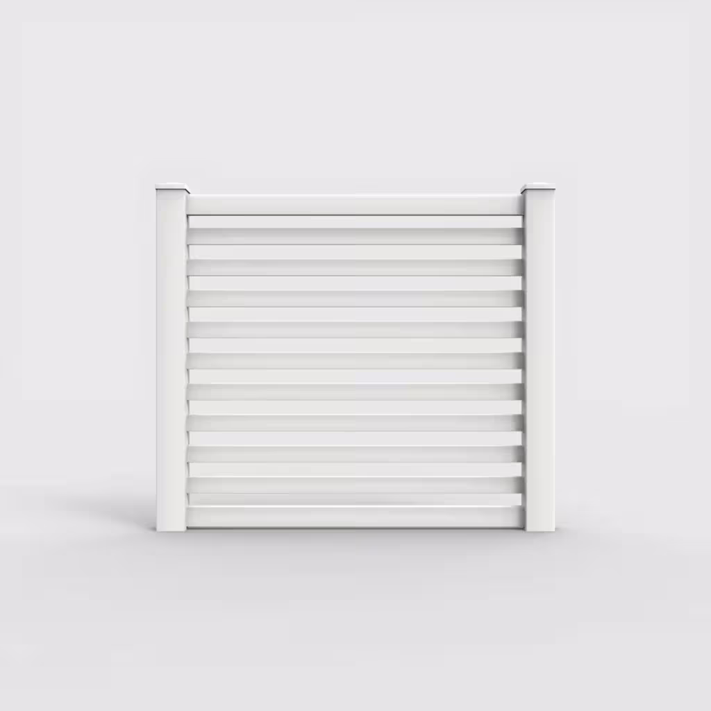 White horizontal picket 5 ft fence, front view