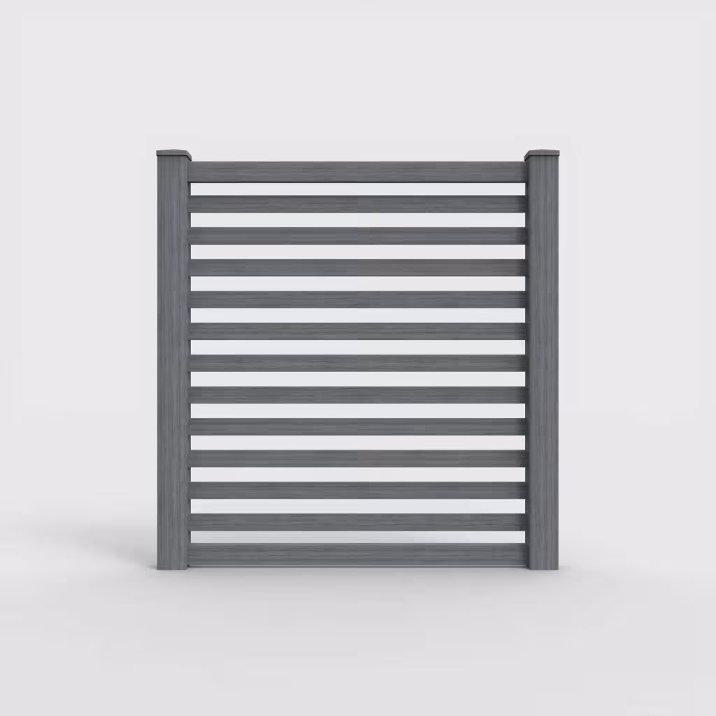 Arctic blend horizontal picket 6 ft fence, front view