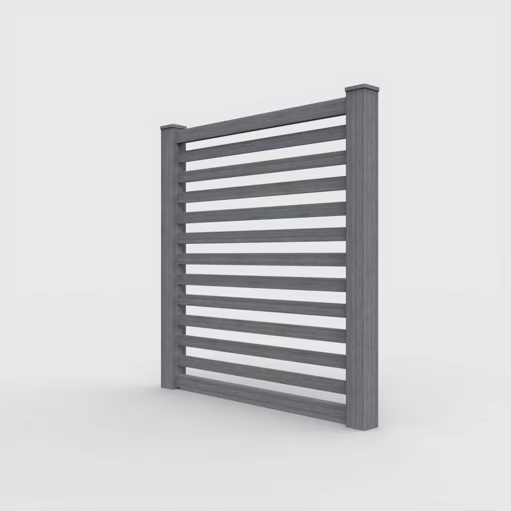 Arctic blend horizontal picket 6 ft fence, left-side view