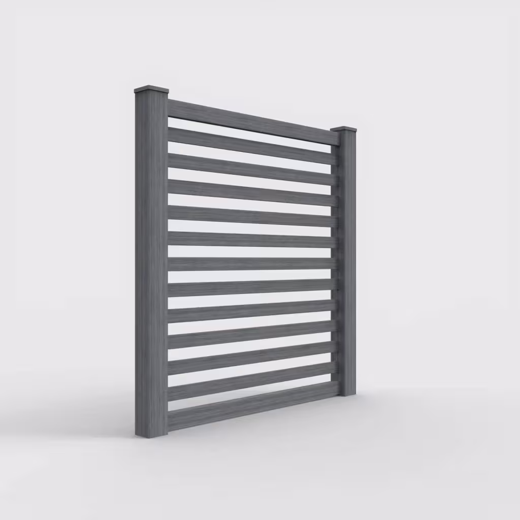 Arctic blend horizontal picket 6 ft fence, right-side view