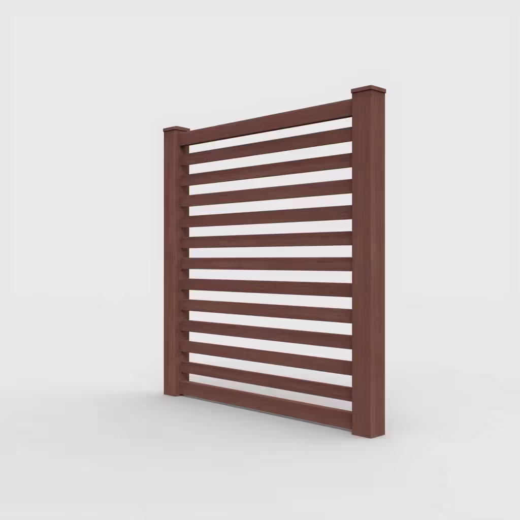 Brazilian blend horizontal picket 6 ft fence, left-side view