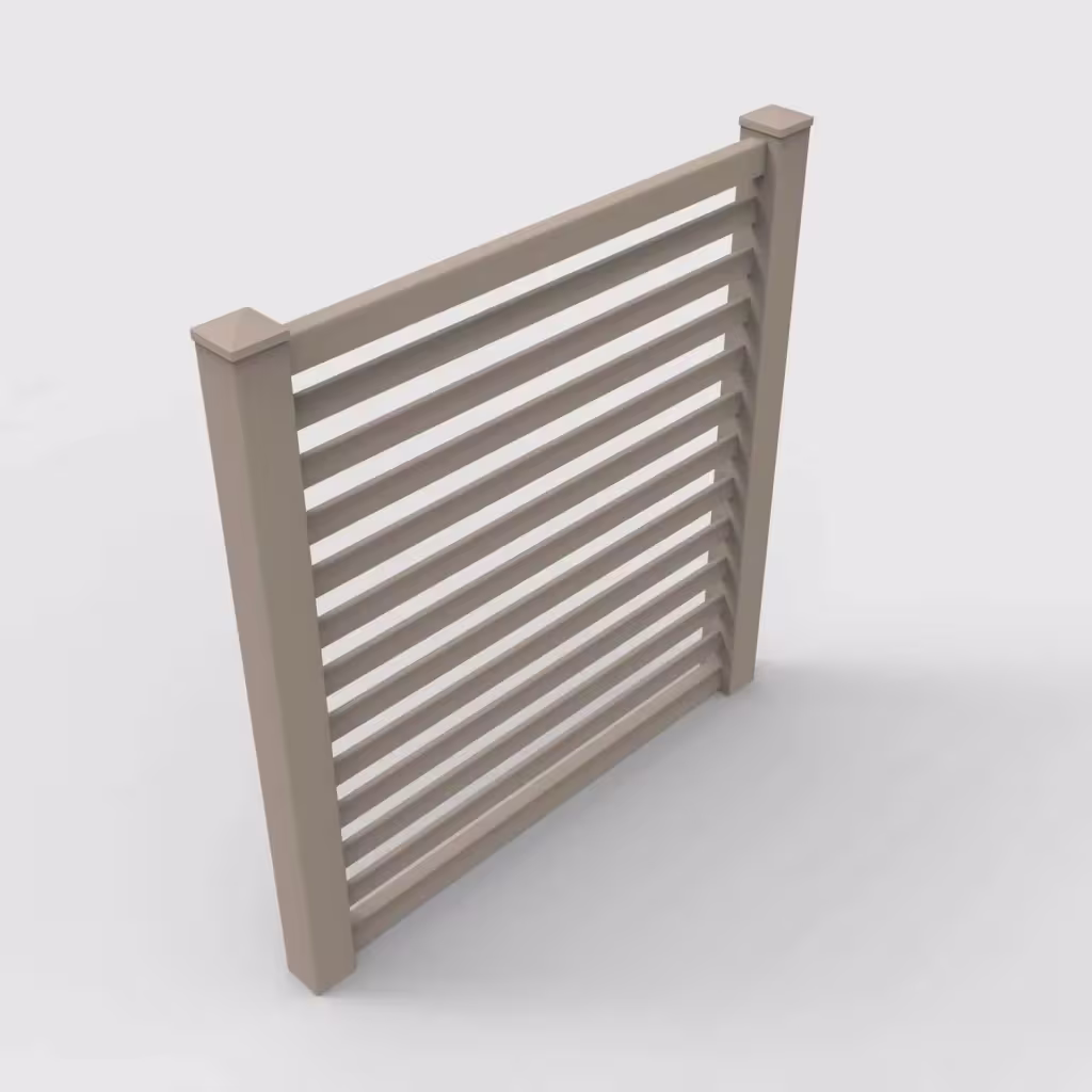 Clay horizontal picket 6 ft fence, isometric view