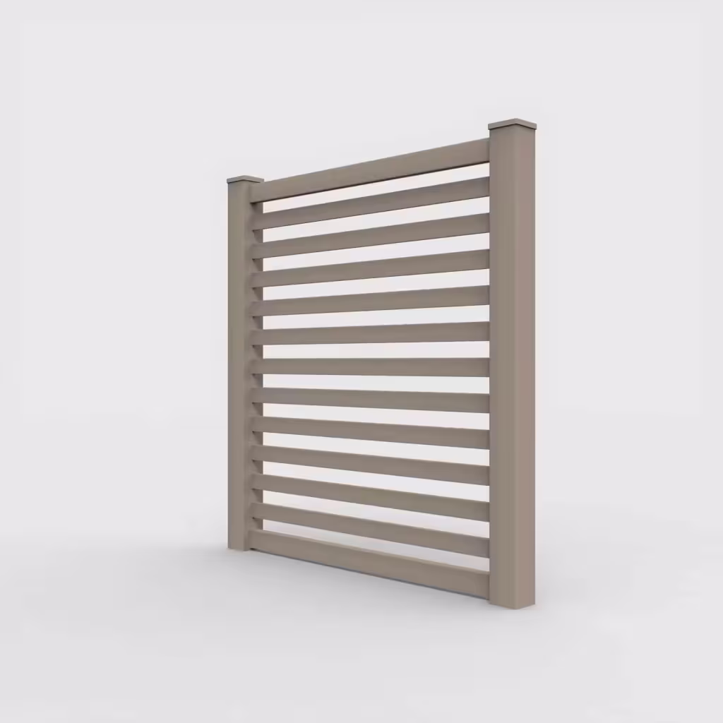 Clay horizontal picket 6 ft fence, left-side view