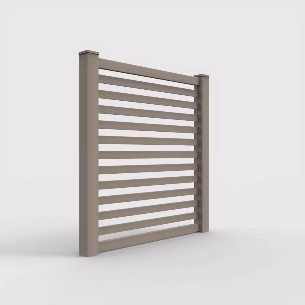 Clay horizontal picket 6 ft fence, right-side view