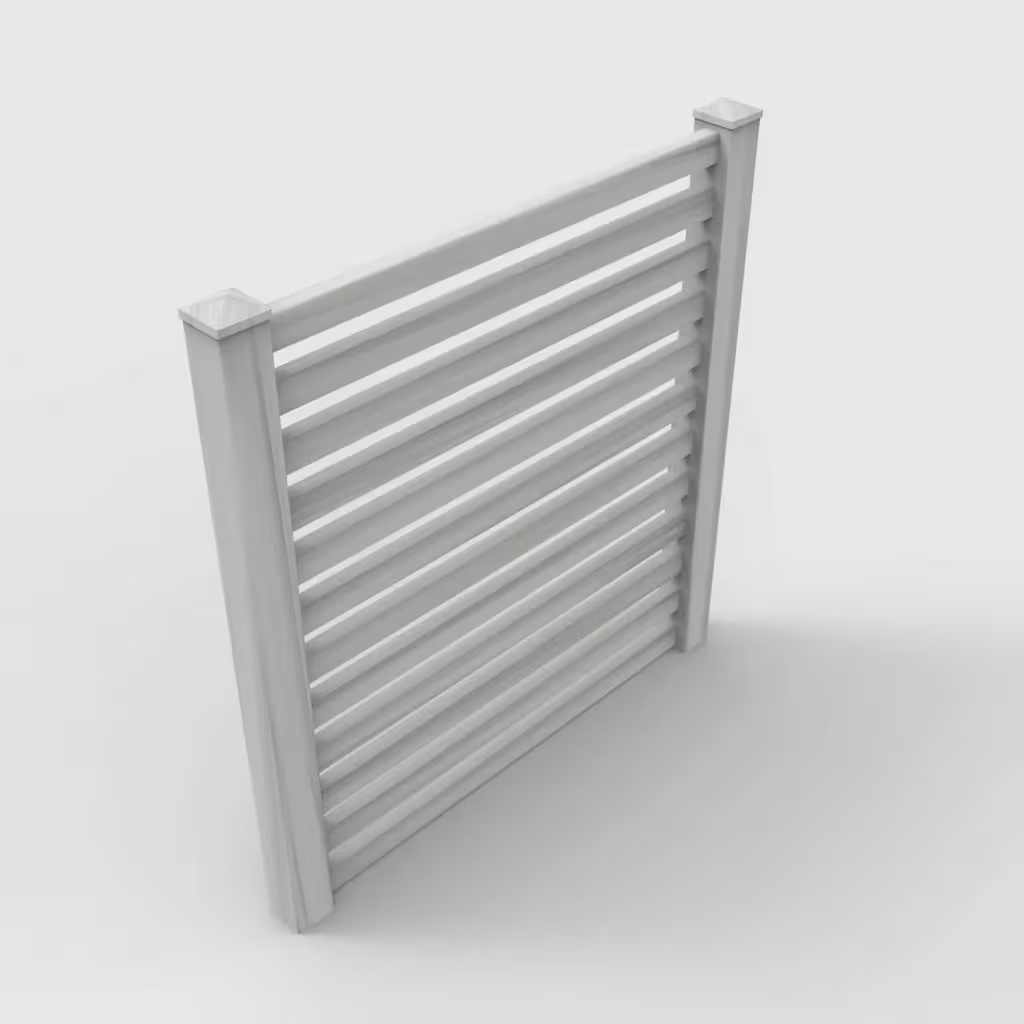 Coastal cedar horizontal picket 6 ft fence, isometric view