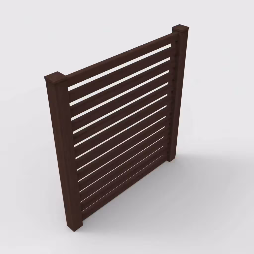 D. sequoia horizontal picket 6 ft fence, isometric view