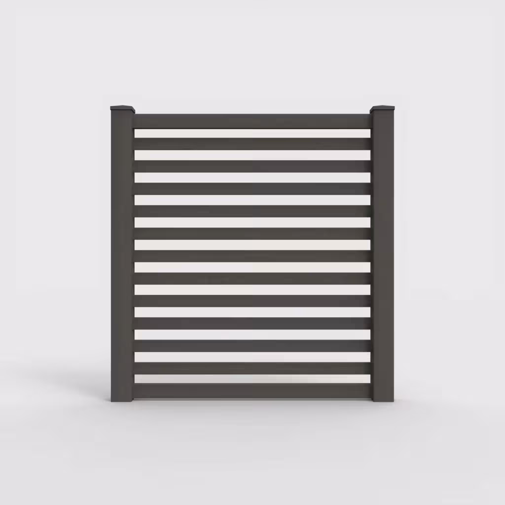 D. walnut horizontal picket 6 ft fence, front view