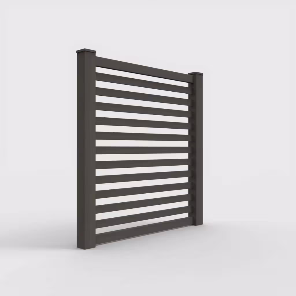 D. walnut horizontal picket 6 ft fence, right-side view