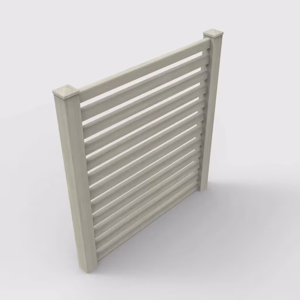 Mesquite horizontal picket 6 ft fence, isometric view