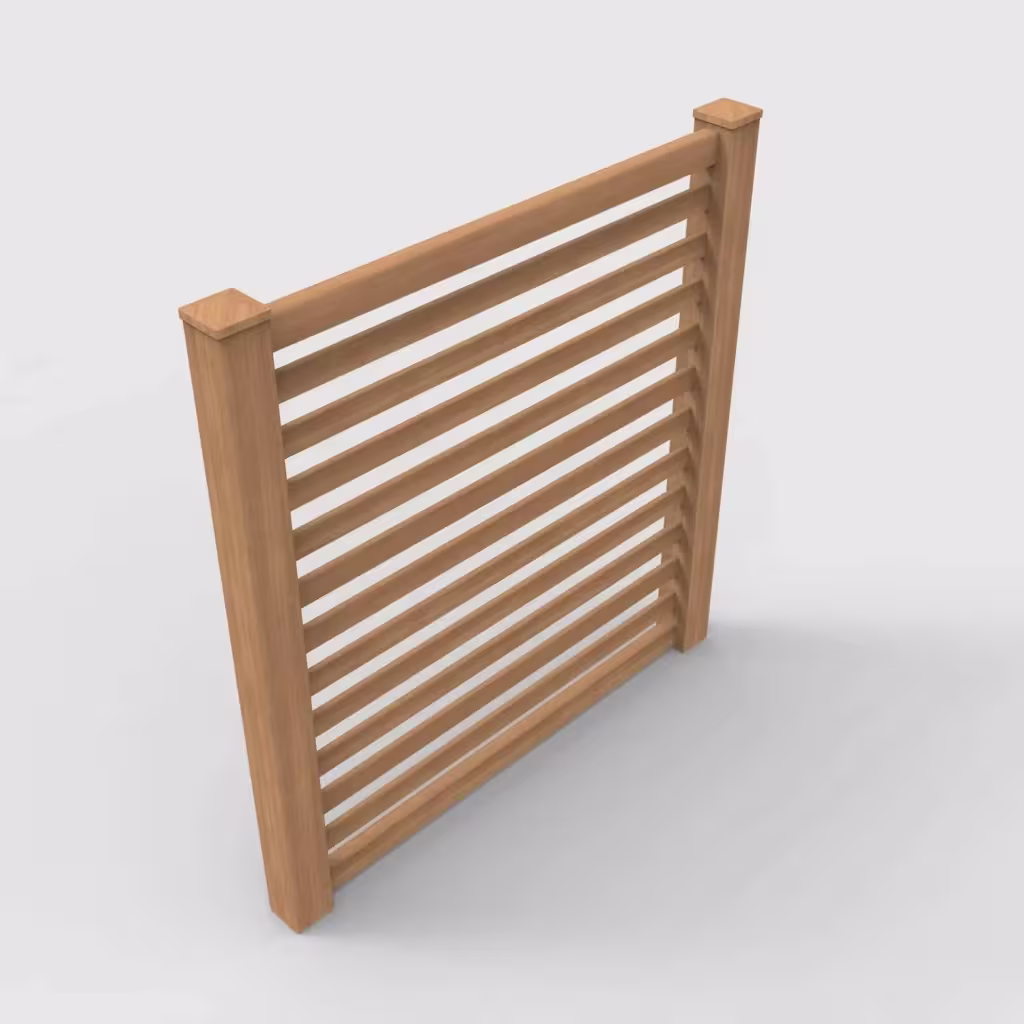 Sierra blend horizontal picket 6 ft fence, isometric view