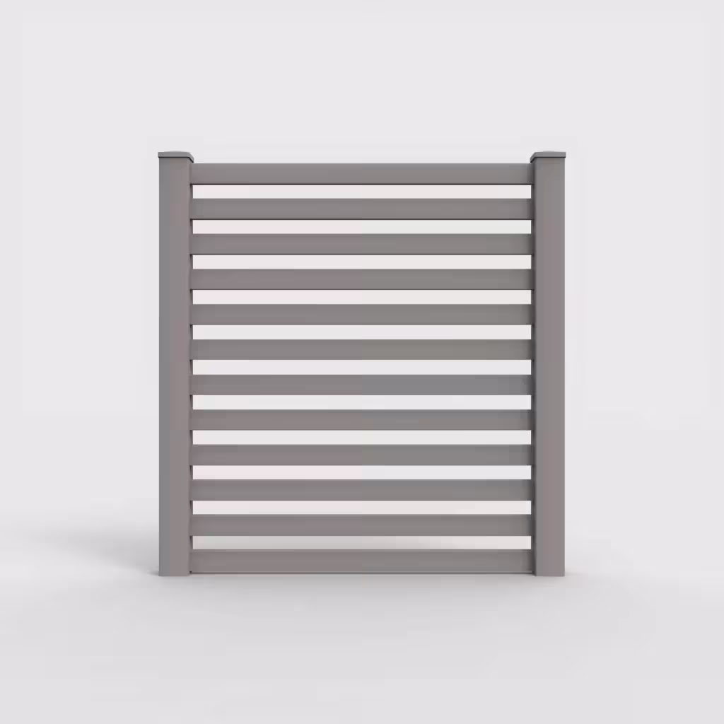Slate gray horizontal picket 6 ft fence, front view
