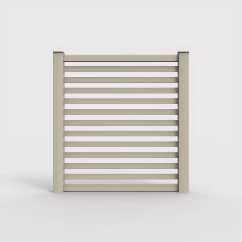 Tan horizontal picket 6 ft fence, front view