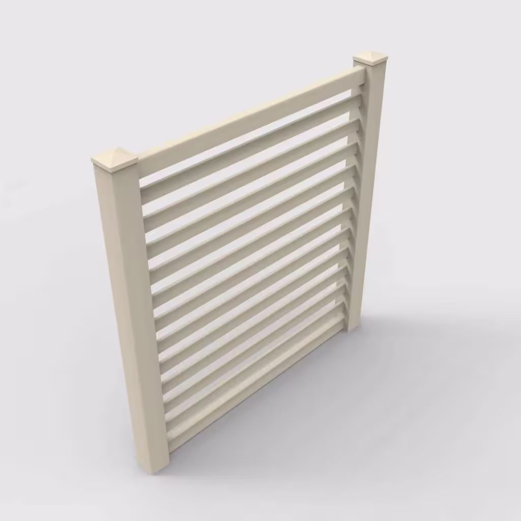 Tan horizontal picket 6 ft fence, isometric view