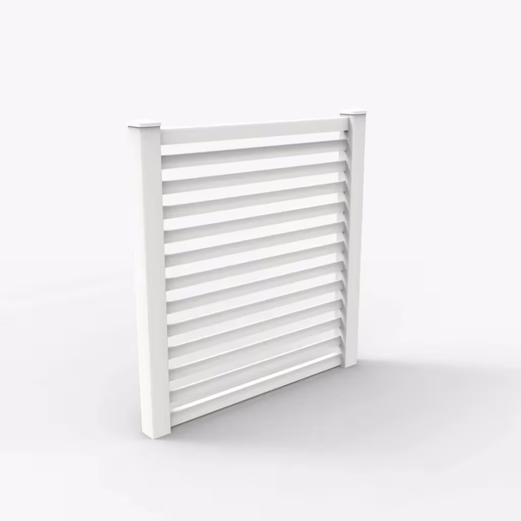 White horizontal picket 6 ft fence, main view