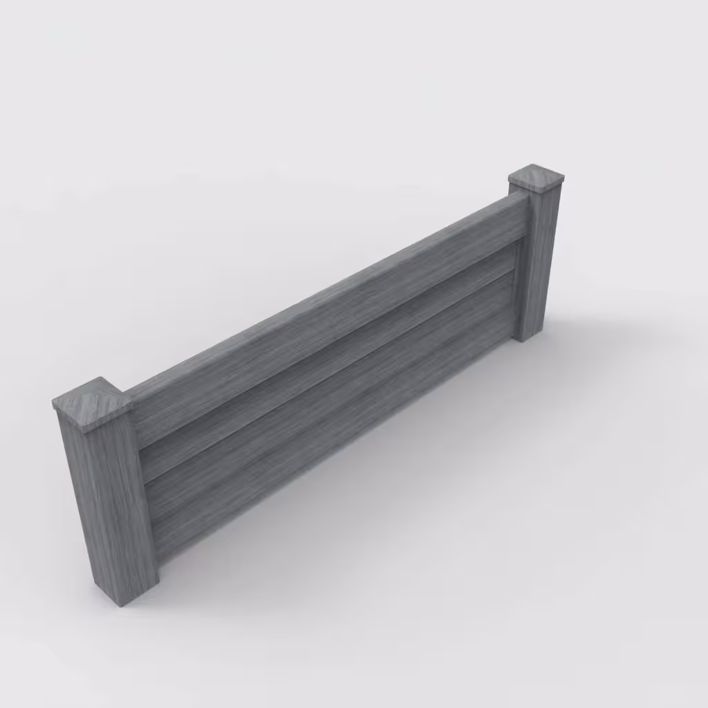 Arctic blend horizontal privacy 2 ft wall topper, isometric view