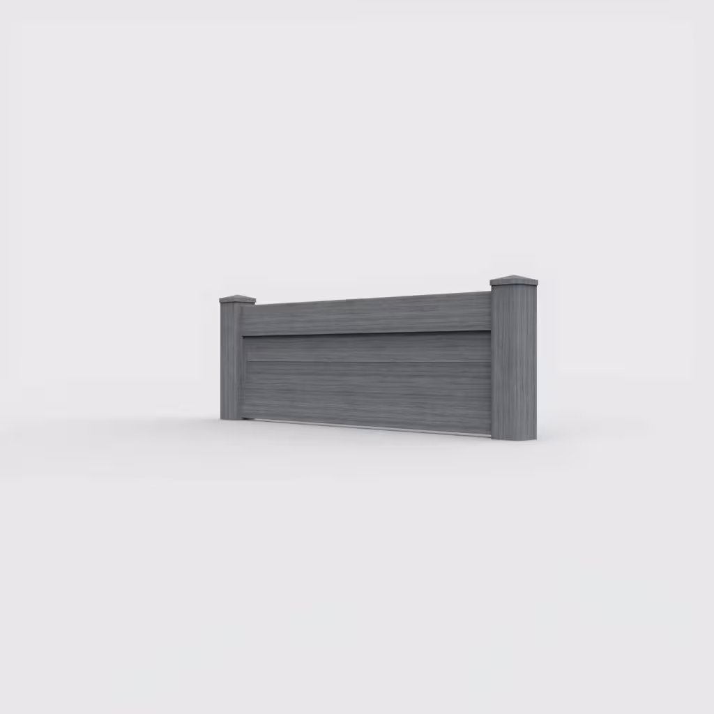 Arctic blend horizontal privacy 2 ft wall topper, left-side view
