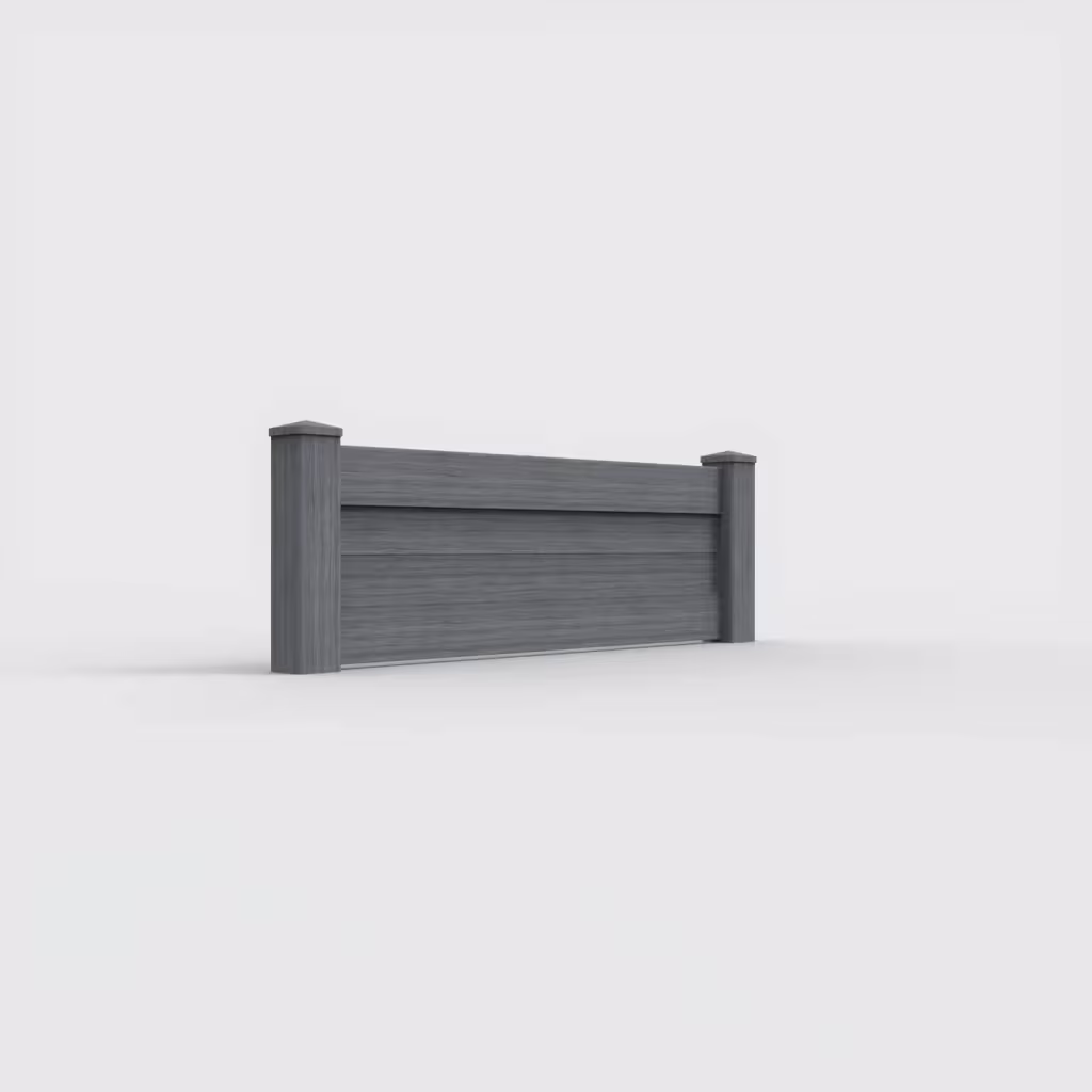 Arctic blend horizontal privacy 2 ft wall topper, right-side view