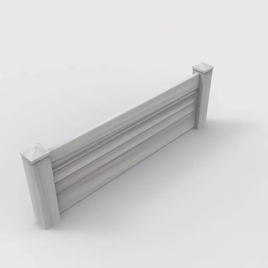 Coastal cedar horizontal privacy 2 ft wall topper, isometric view