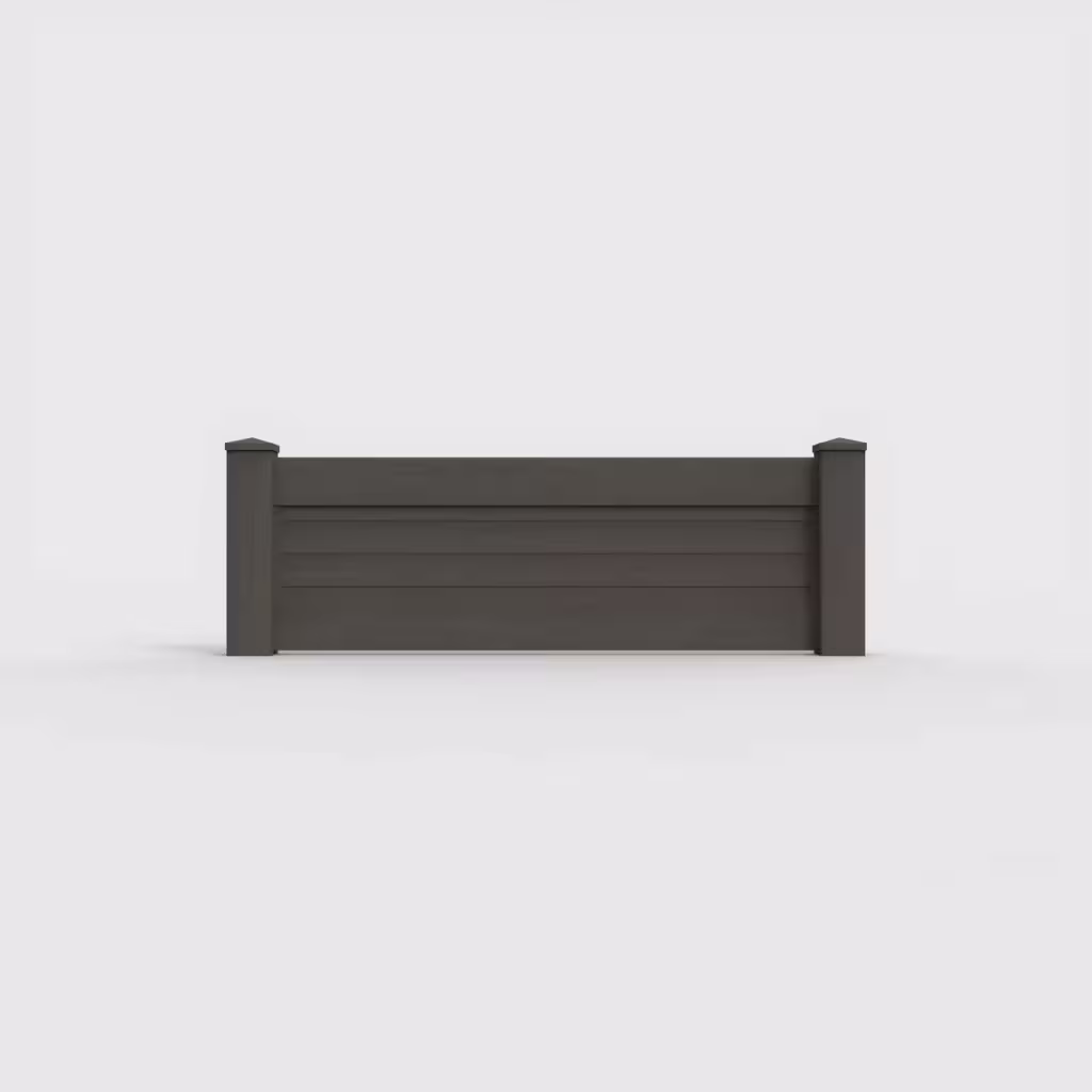 D. walnut horizontal privacy 2 ft wall topper, front view