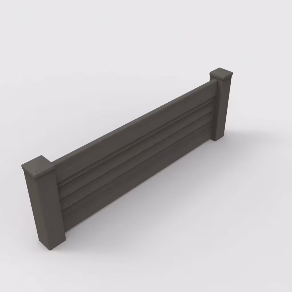 D. walnut horizontal privacy 2 ft wall topper, isometric view