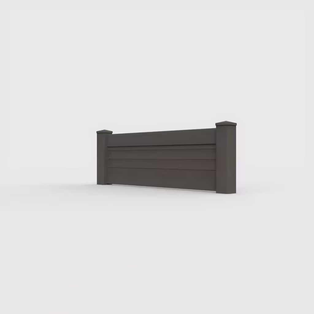 D. walnut horizontal privacy 2 ft wall topper, left-side view